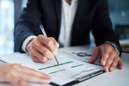 People go over paperwork