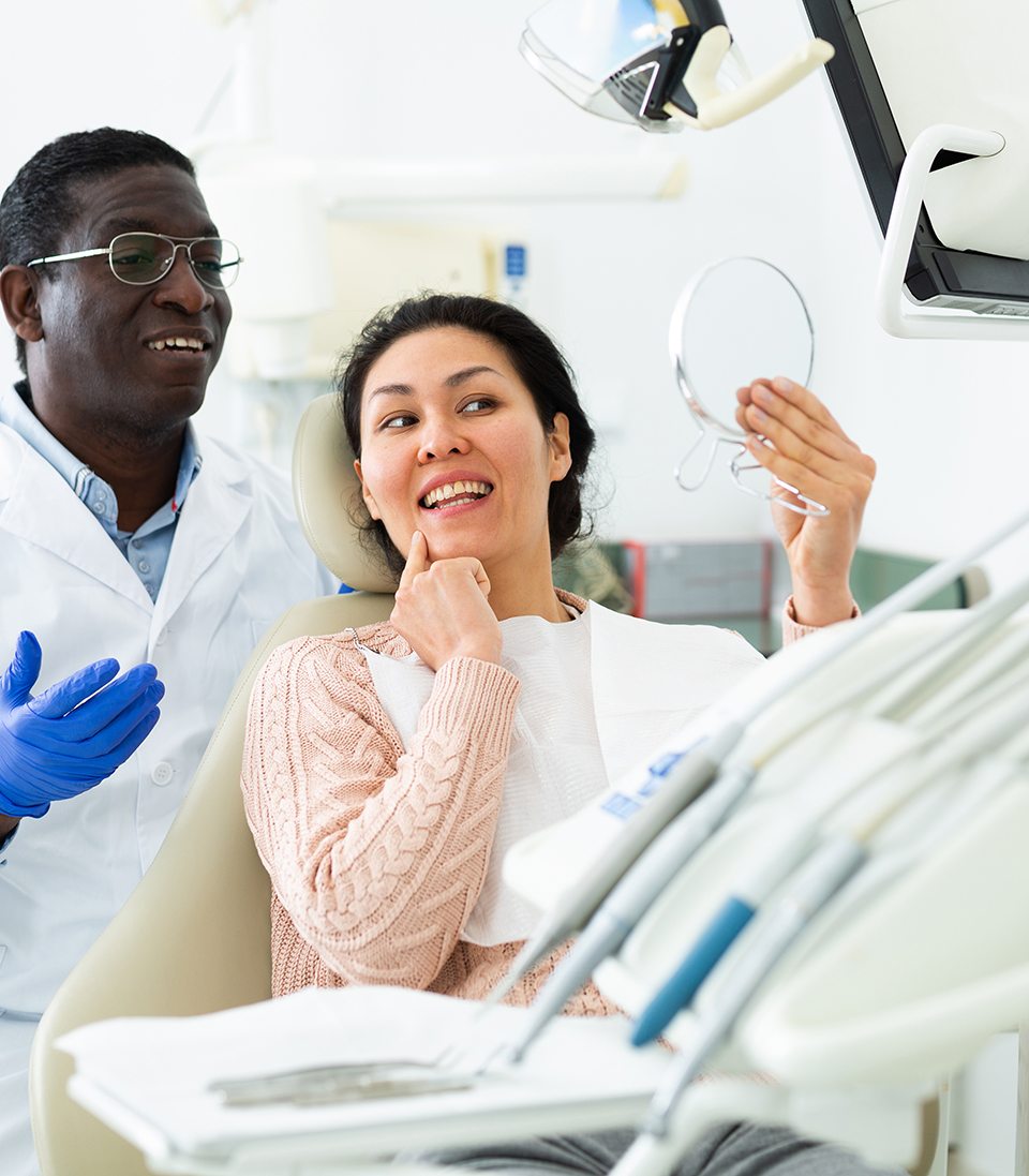 Woman smiling at the dentist